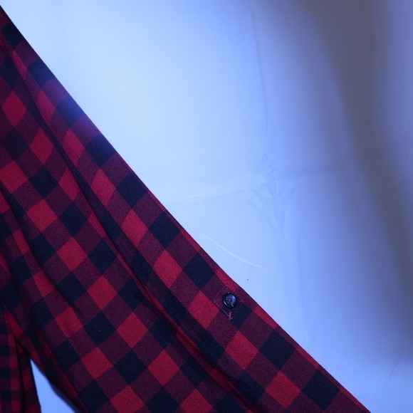 J Jill Buffalo Check Soft Flannel Shirt Long Roll Tab Sleeves  Rounded Hem - Picture 11 of 16